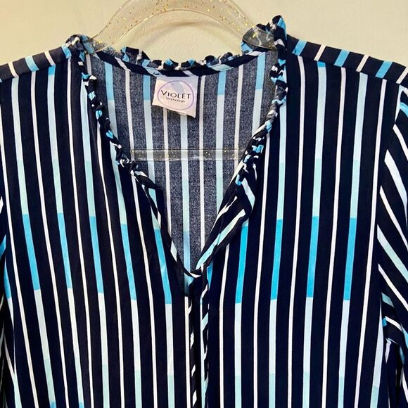 Violet Weekend womens size large blue/black stripped lightweight beach dress - Picture 6 of 6